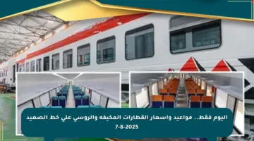 اليوم فقط.. مواعيد وأسعار القطارات المكيفة والروسي على خط الصعيد 7-8-2025